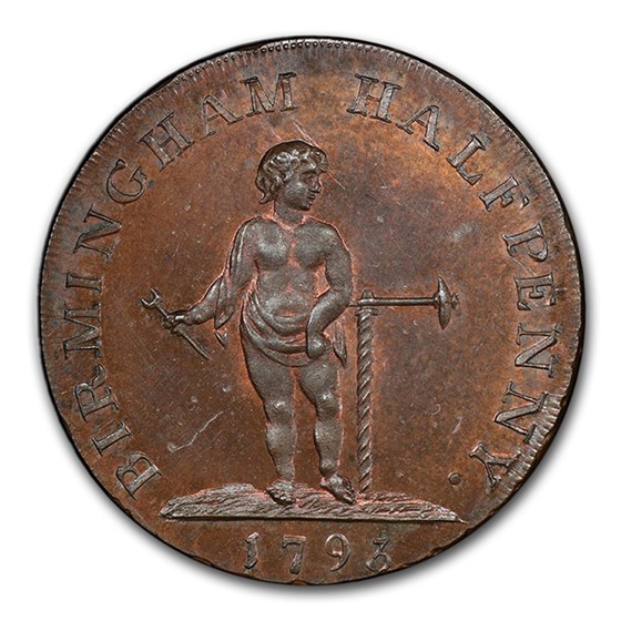 1796 Warwickshire 1/2 Penny Conder Token MS-64 PCGS (BN) 1796 Warwickshire 1/2 Penny Conder Token MS-64 PCGS (BN)